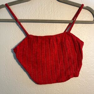 SHEIN Red Ribbed Camisole Crop Top SZ XS Strapped Summer Casual Petite